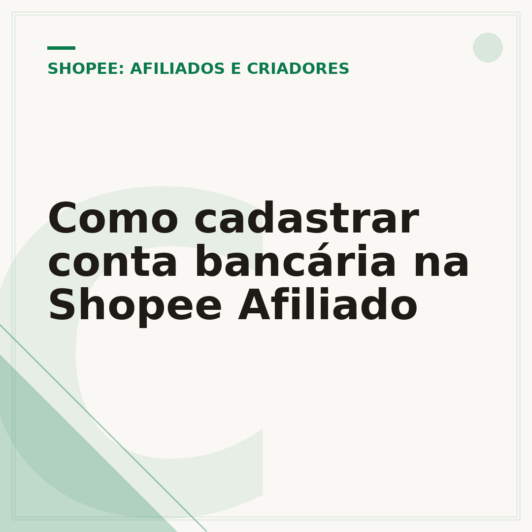 Como cadastrar conta bancária na Shopee Afiliado
