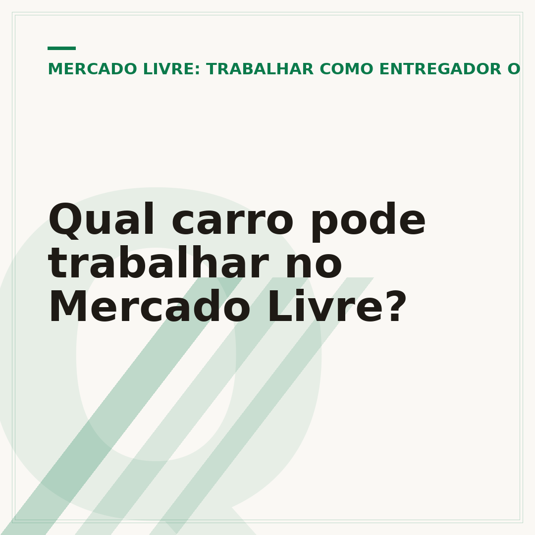 Qual carro pode trabalhar no Mercado Livre?