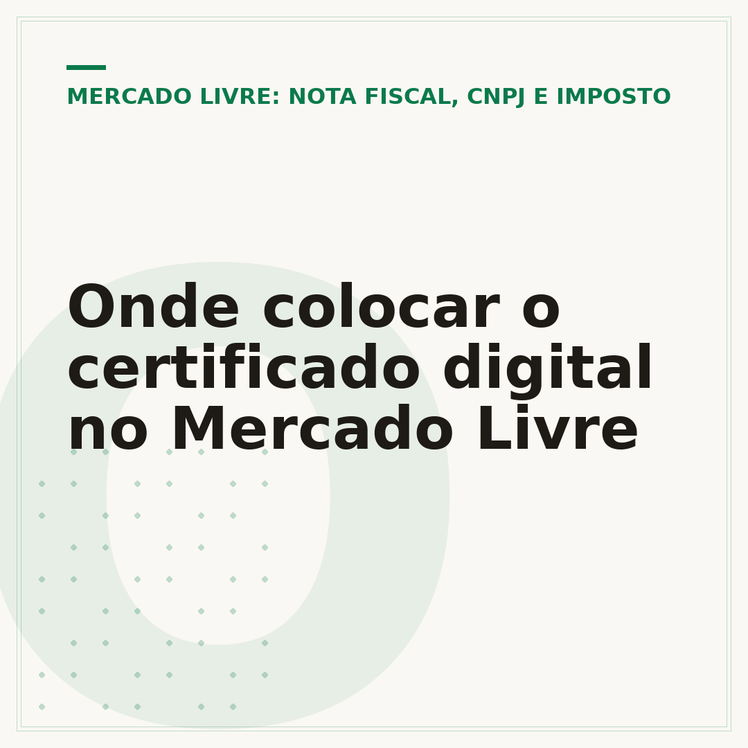 Onde colocar o certificado digital no Mercado Livre