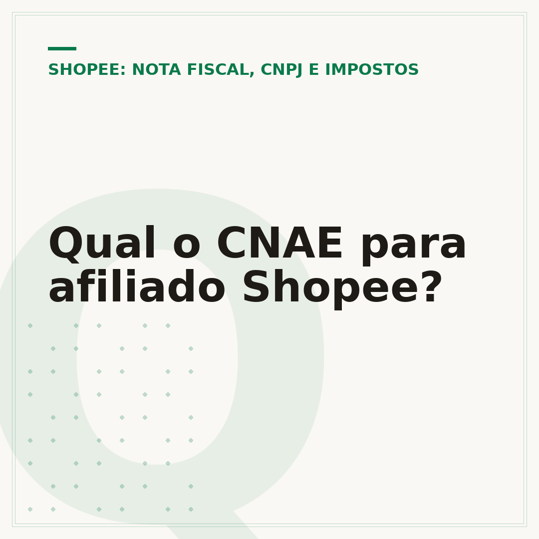 Qual o CNAE para afiliado Shopee?