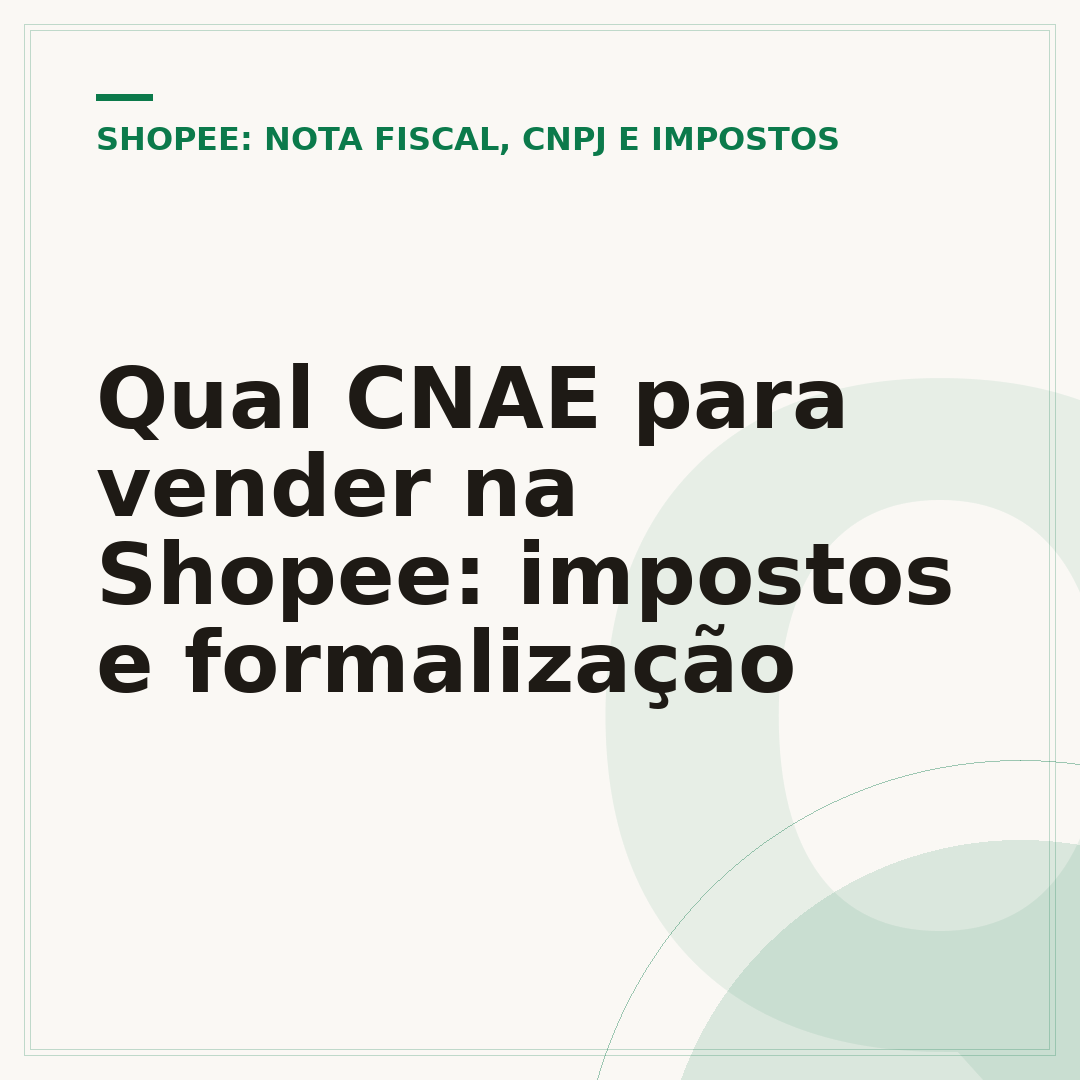 Qual CNAE para vender na Shopee: impostos e formalização
