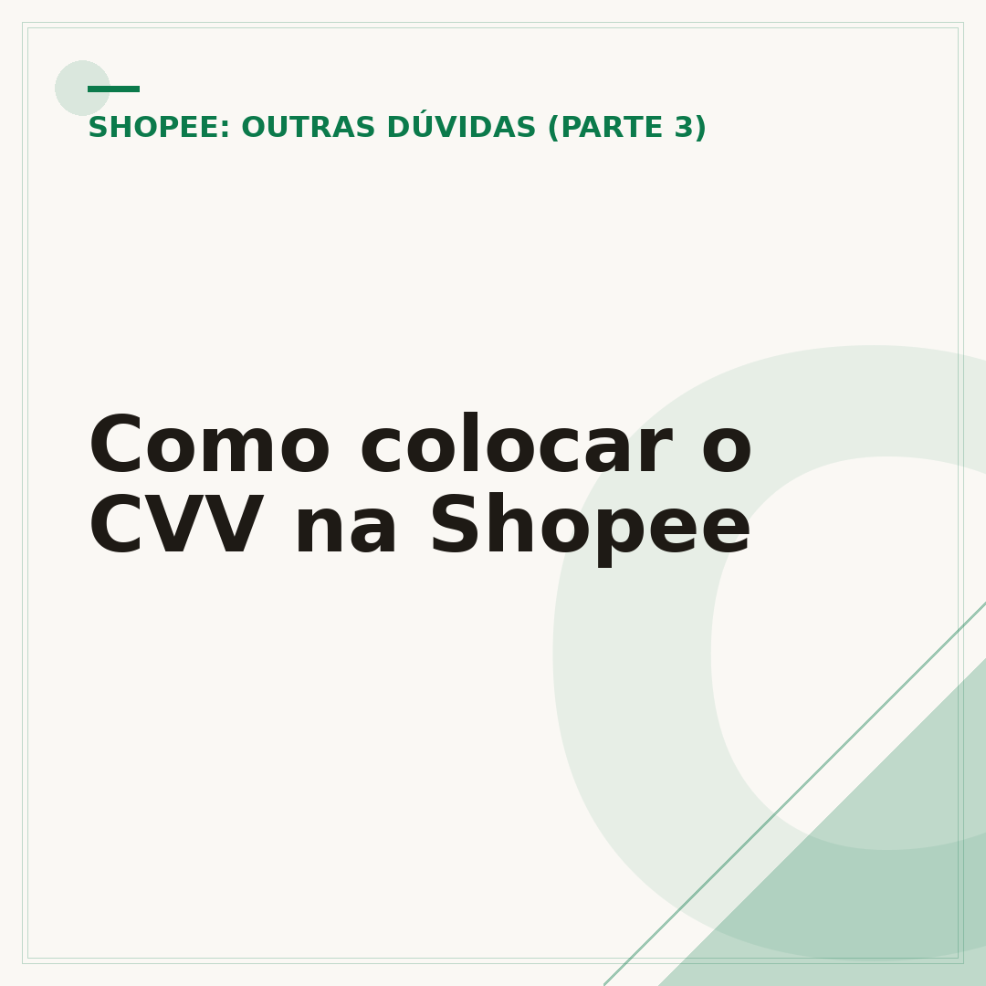 Como colocar o CVV na Shopee