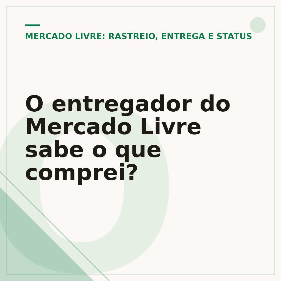 O entregador do Mercado Livre sabe o que comprei?
