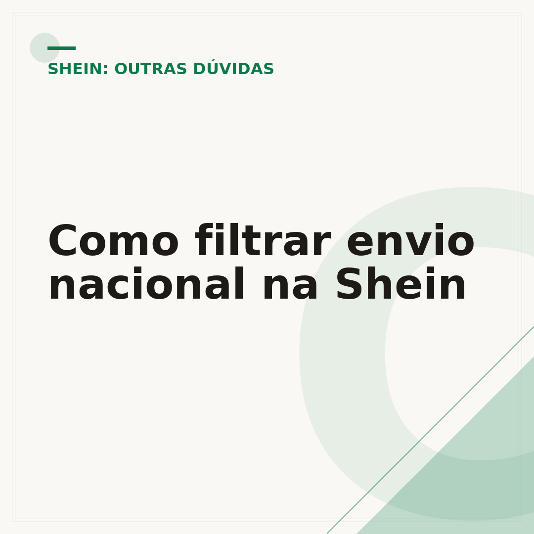 Como filtrar envio nacional na Shein