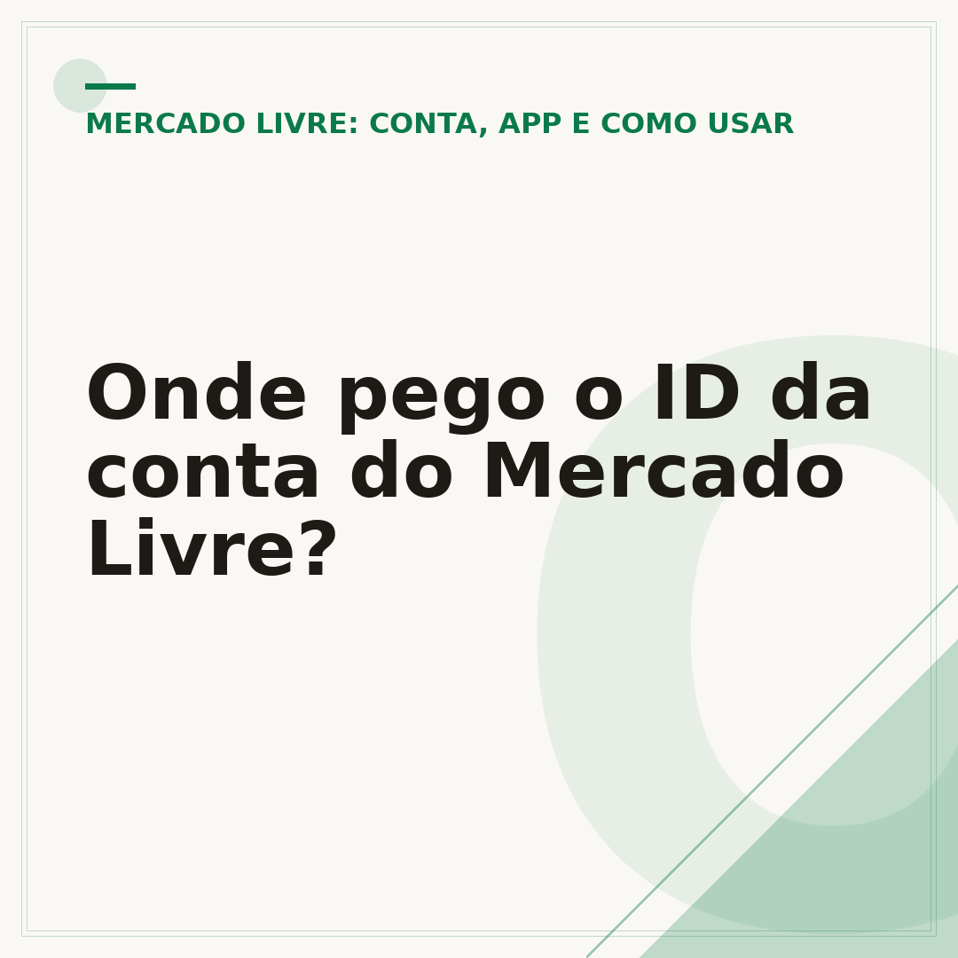 Onde pego o ID da conta do Mercado Livre?