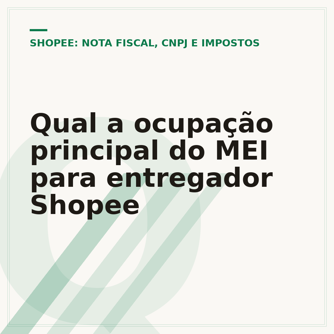 Qual a ocupação principal do MEI para entregador Shopee