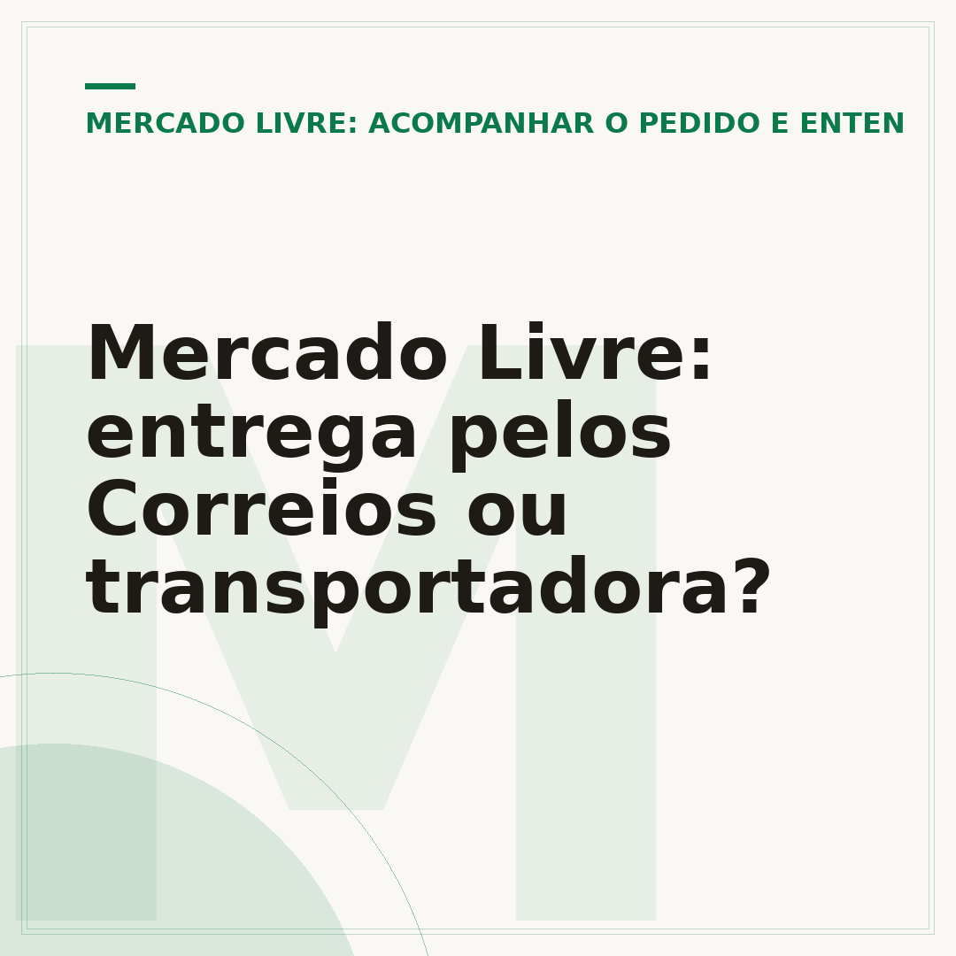 Mercado Livre: entrega pelos Correios ou transportadora?