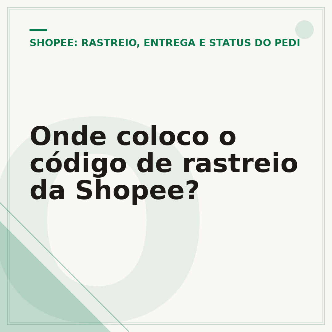 Onde coloco o código de rastreio da Shopee?