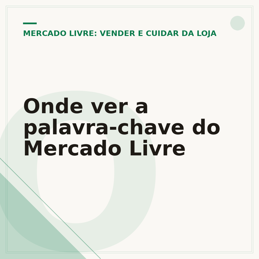 Onde ver a palavra-chave do Mercado Livre