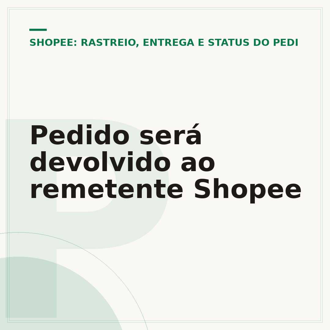 Pedido será devolvido ao remetente Shopee