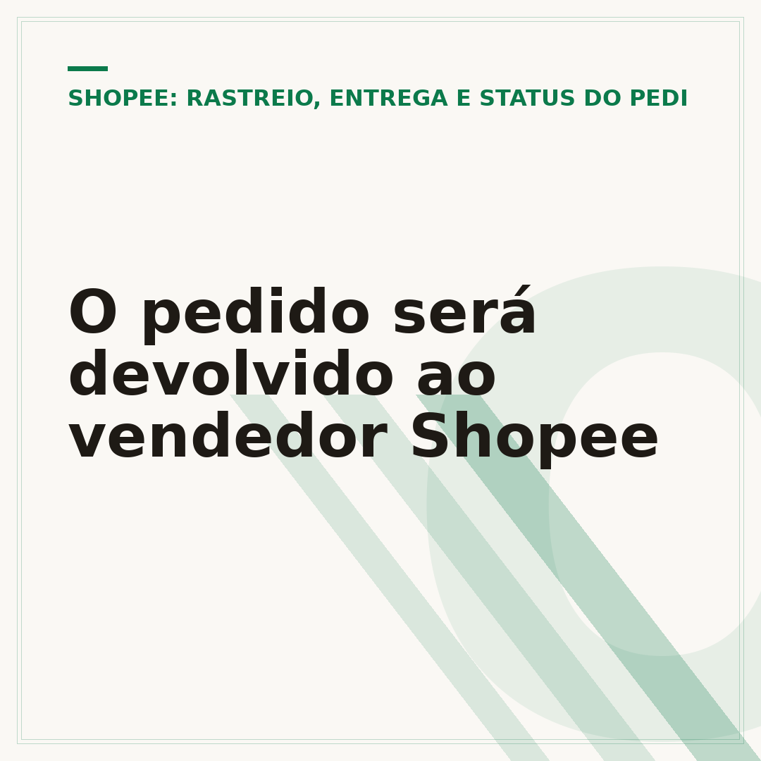 O pedido será devolvido ao vendedor Shopee