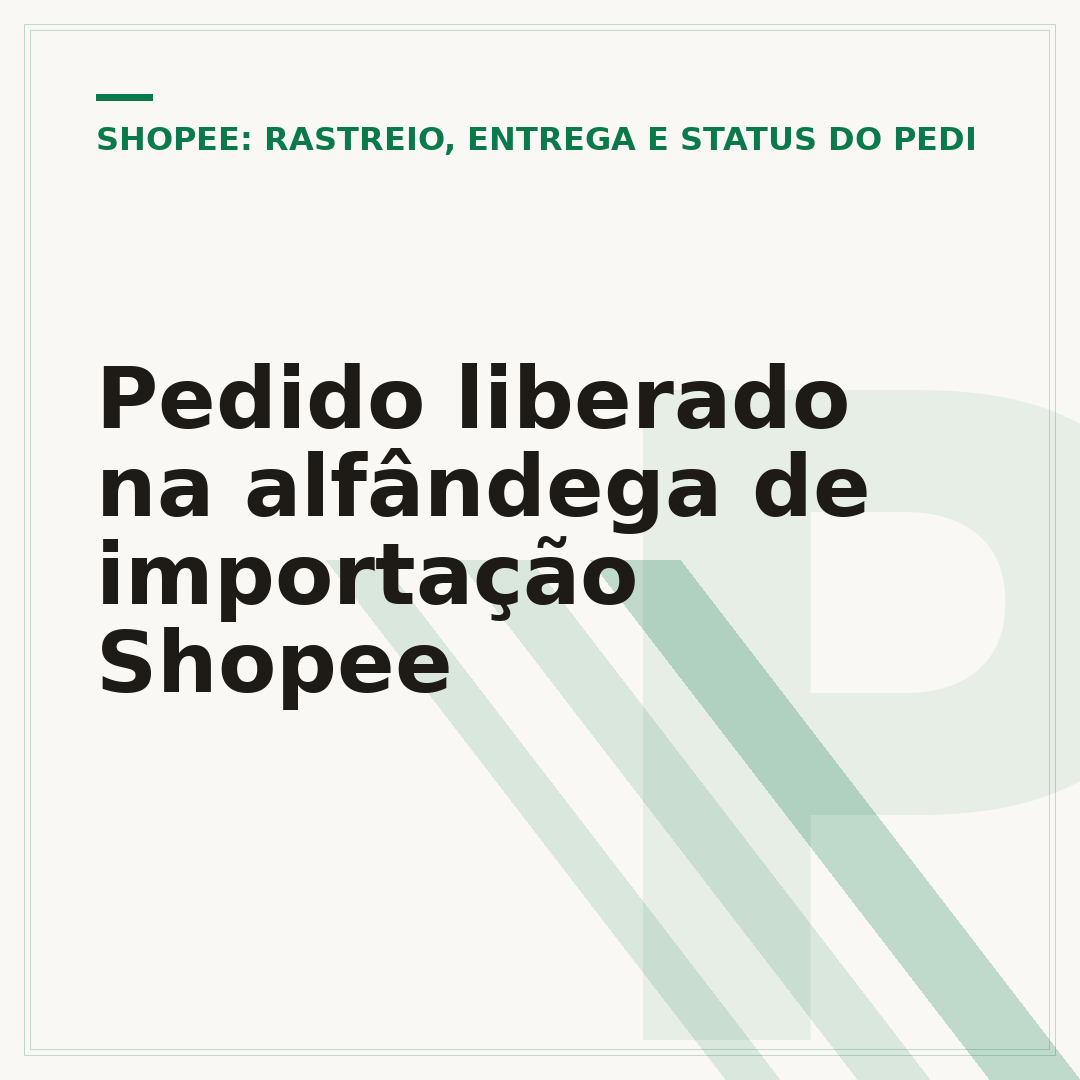 Pedido liberado na alfândega de importação Shopee