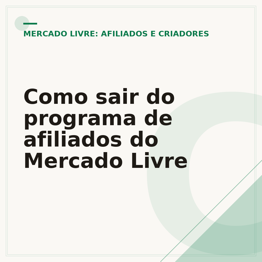 Como sair do programa de afiliados do Mercado Livre
