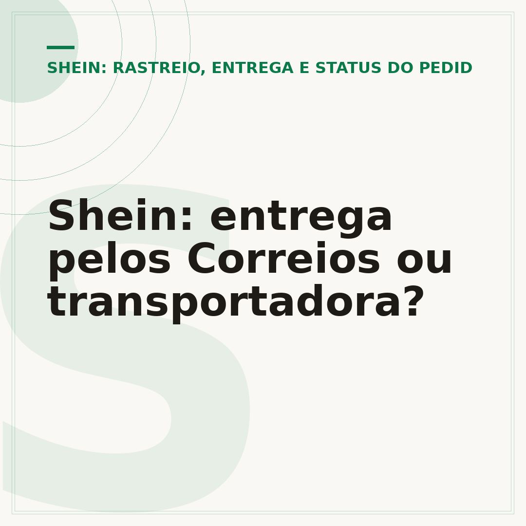 Shein: entrega pelos Correios ou transportadora?