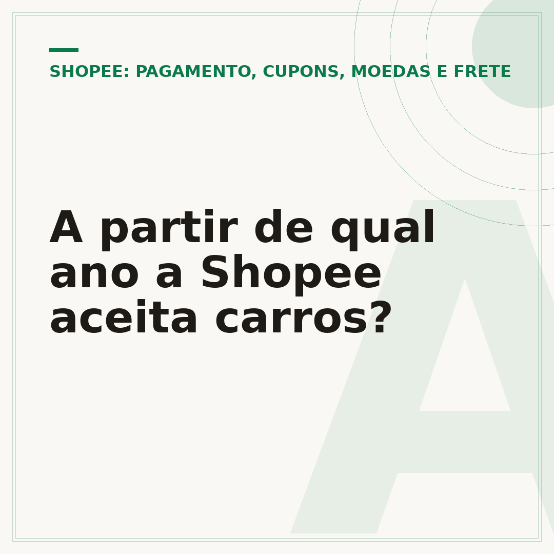 A partir de qual ano a Shopee aceita carros?