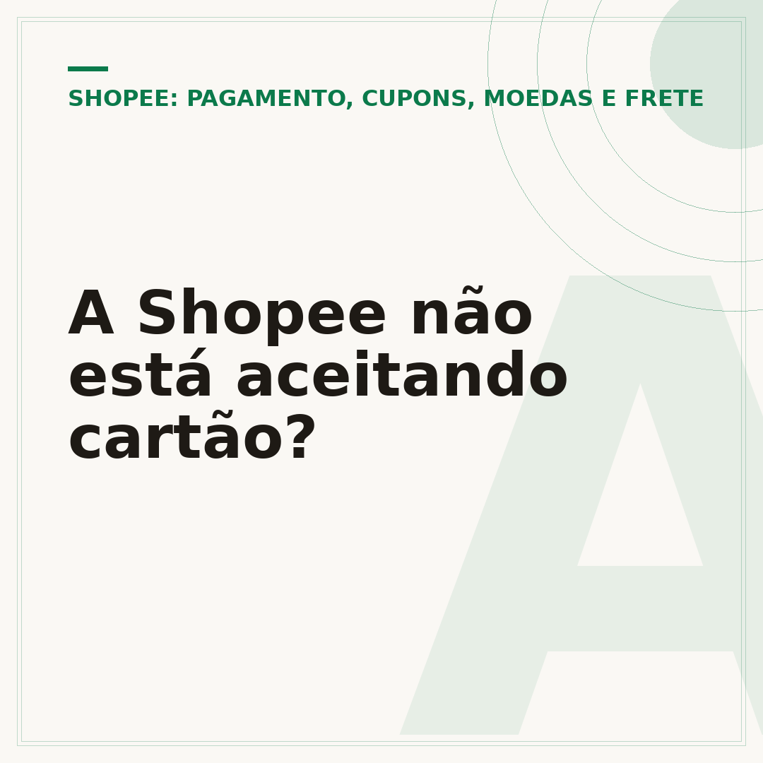 A Shopee não está aceitando cartão?