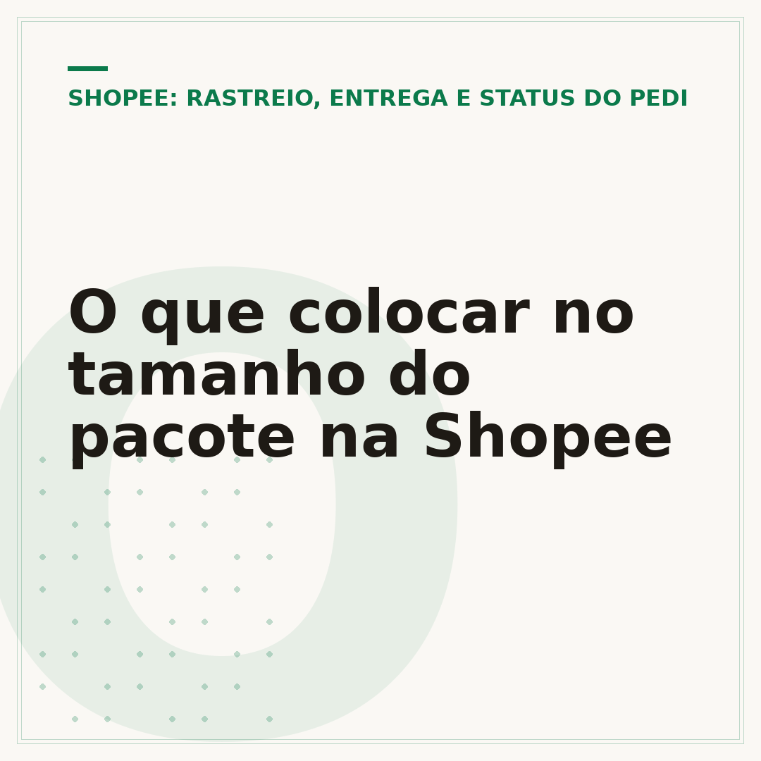 O que colocar no tamanho do pacote na Shopee