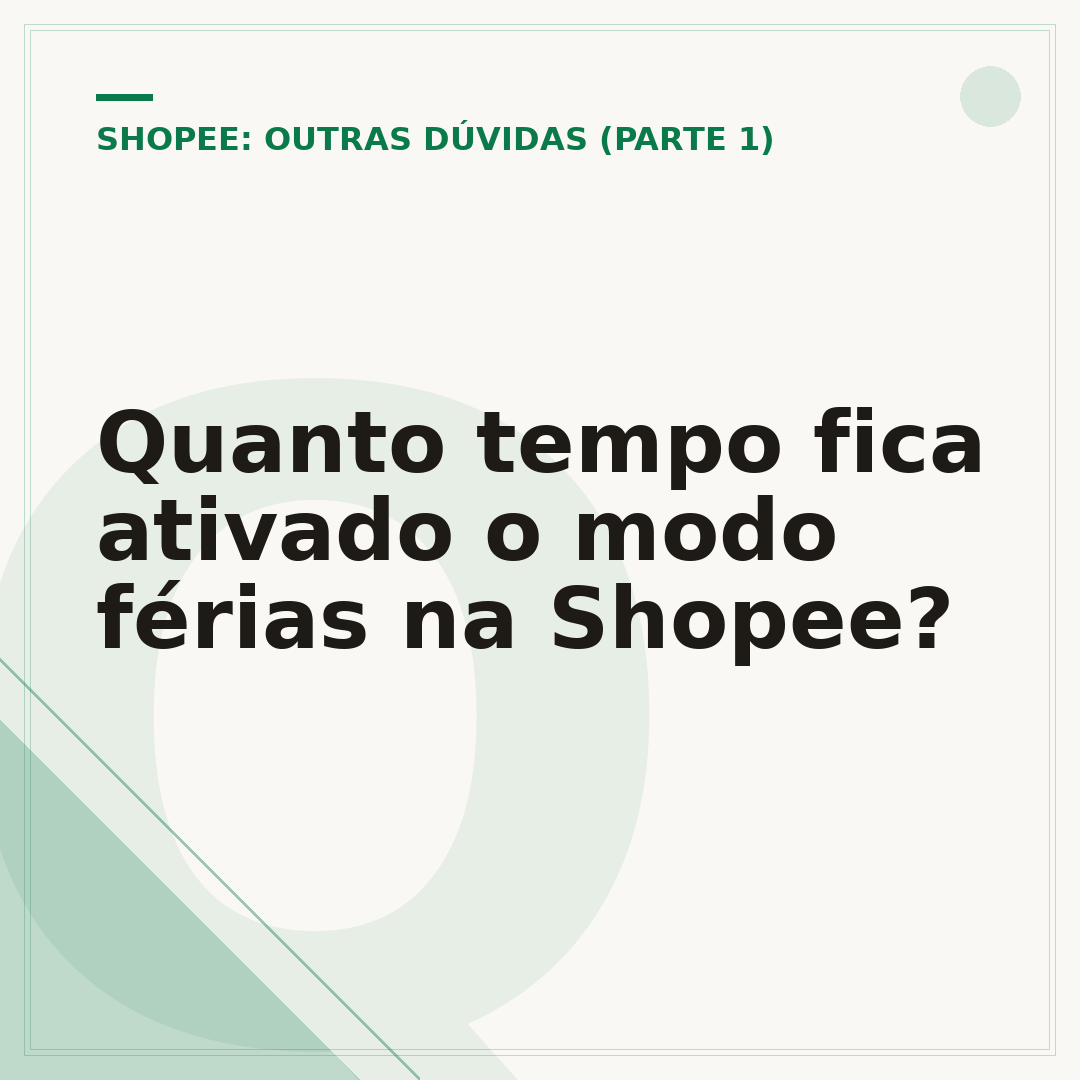 Quanto tempo fica ativado o modo férias na Shopee?